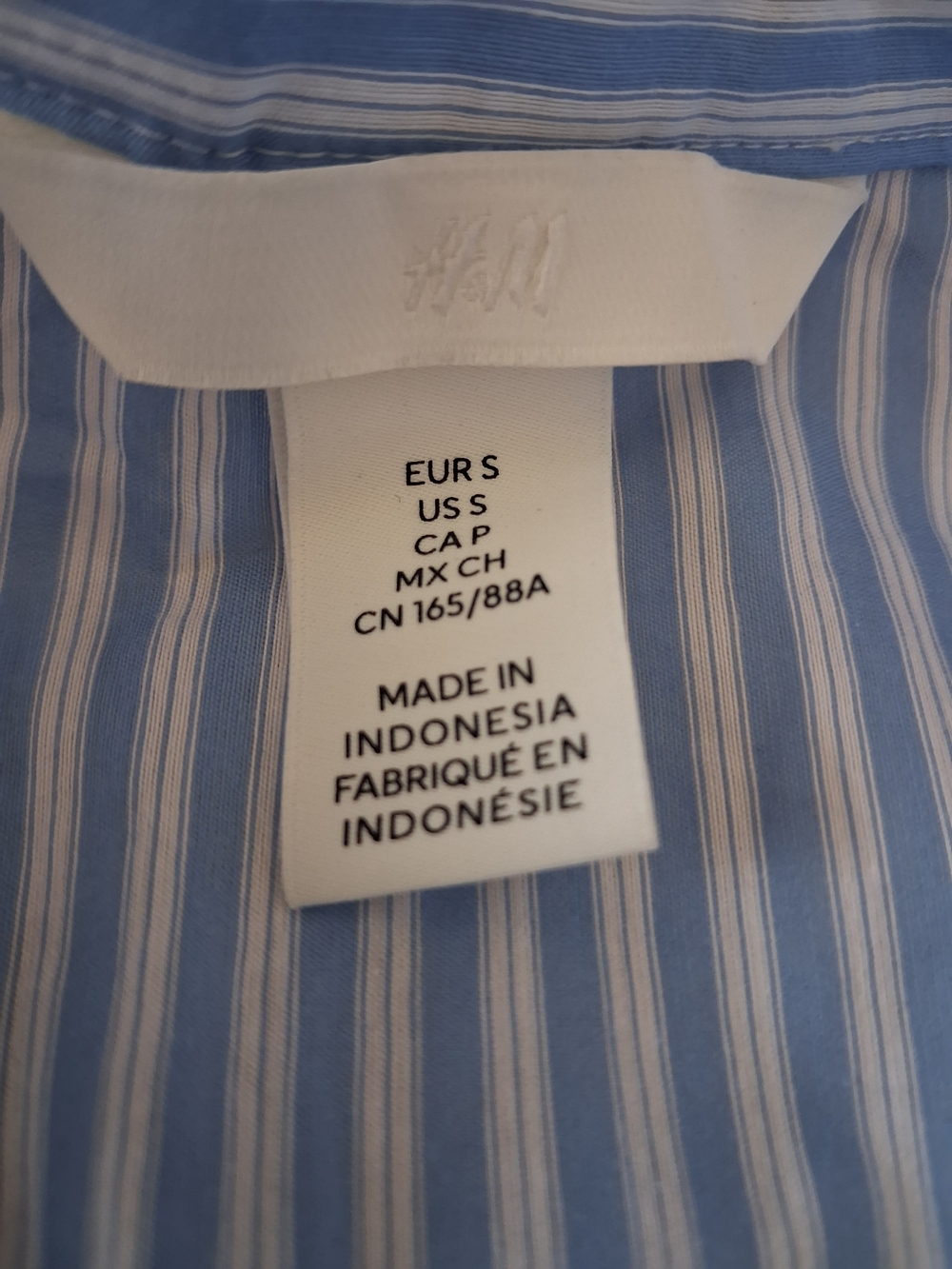 H&M Light Blue and White Striped Ruffle Button-Down Shirt - Picture 3 of 5